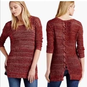 Lucky Brand Sweater Red Lace Up Back Open Knit